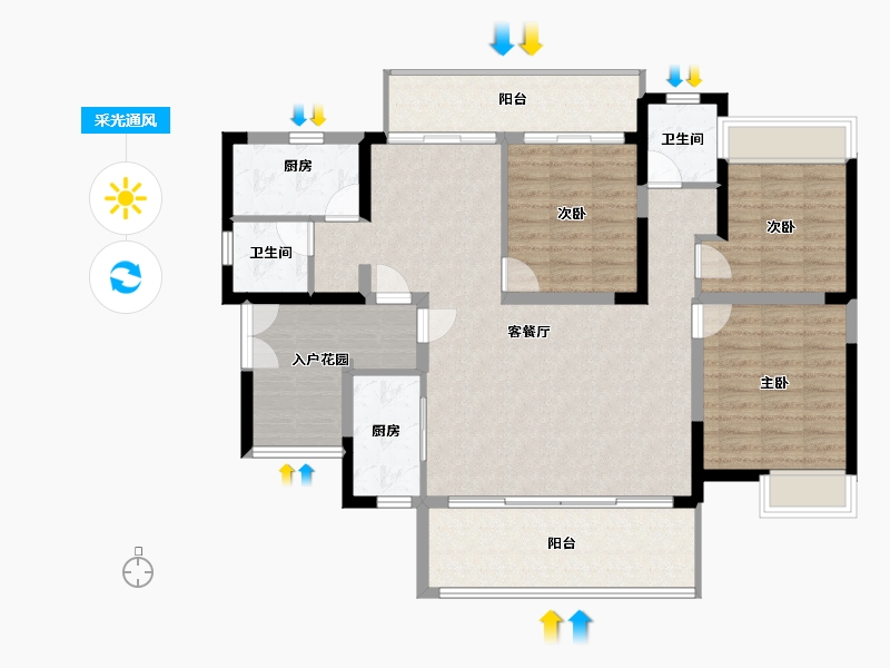 海南省-三亚市-保利碧桂园悦府-122.41-户型库-采光通风