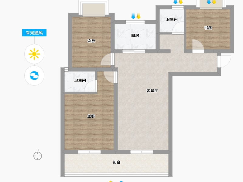 云南省-昆明市-浩创半山云府-78.23-户型库-采光通风