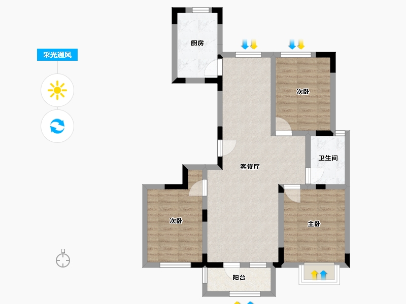 河北省-唐山市-美仑华府-100.00-户型库-采光通风