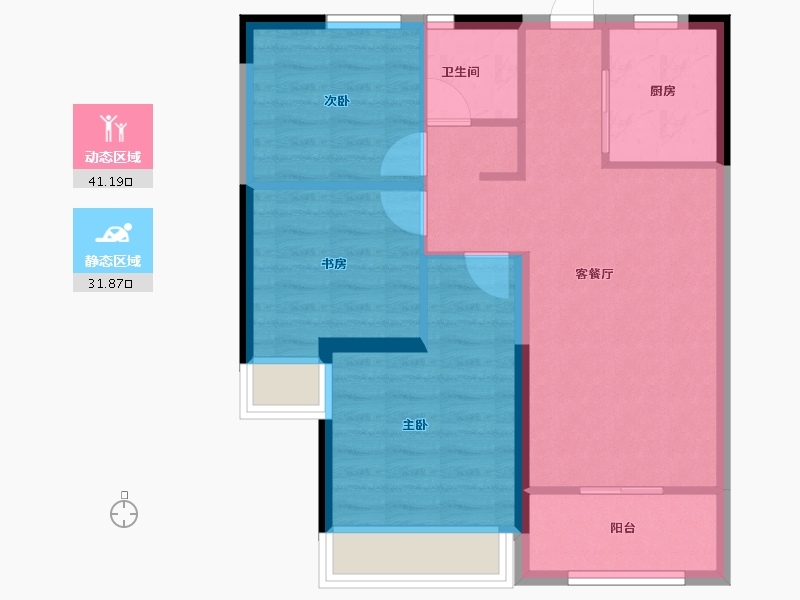 云南省-昆明市-浩创半山云府-65.40-户型库-动静分区