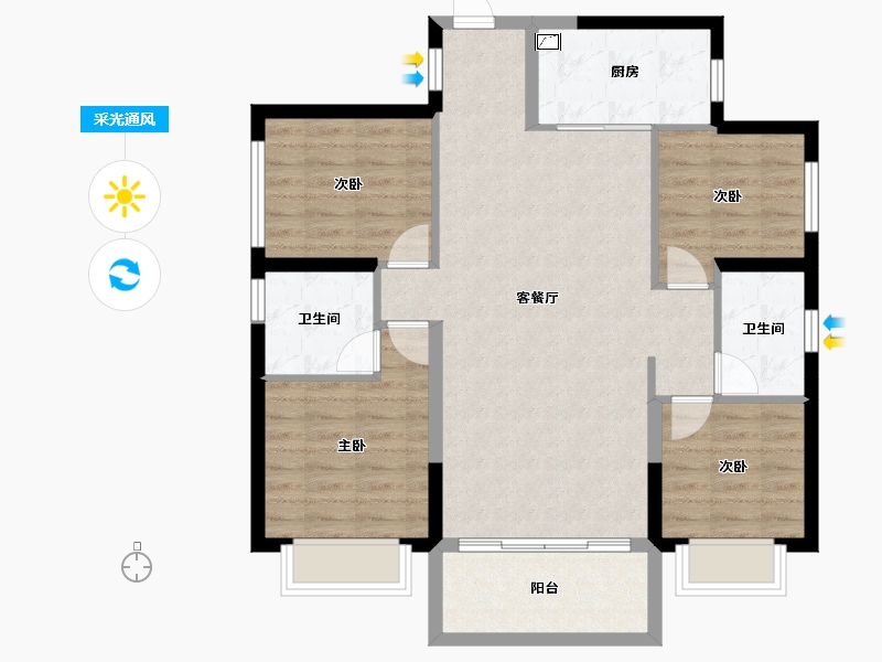 湖南省-长沙市-深业鹭栖府-93.79-户型库-采光通风