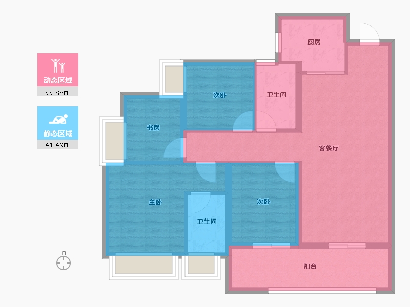 云南省-昆明市-中建金科向山的岛-86.94-户型库-动静分区