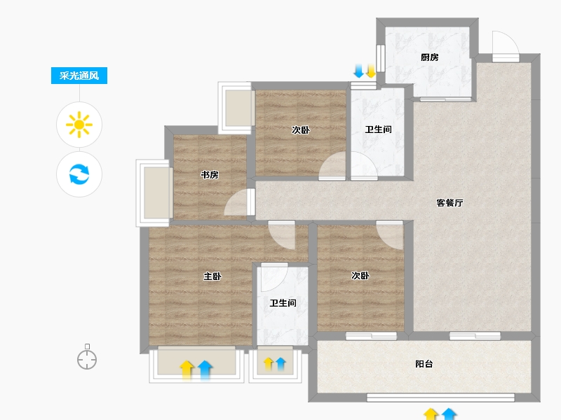 云南省-昆明市-中建金科向山的岛-86.94-户型库-采光通风