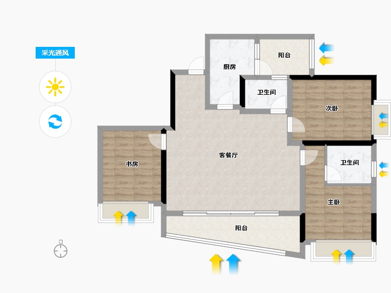 四川省-成都市-麓湖生态城-98.93-户型库-采光通风