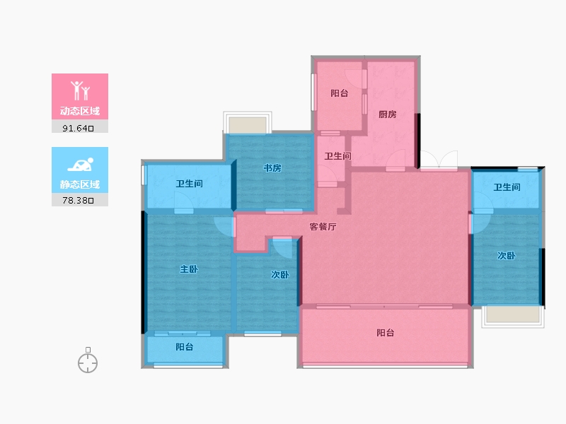 四川省-成都市-麓湖生态城-152.81-户型库-动静分区