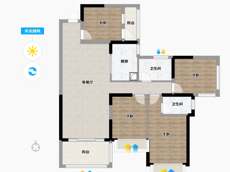 广西壮族自治区-玉林市-幸福里-新城-104.00-户型库-采光通风