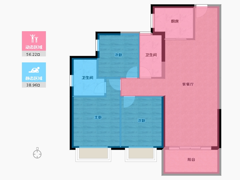 湖南省-长沙市-深业鹭栖府-85.70-户型库-动静分区