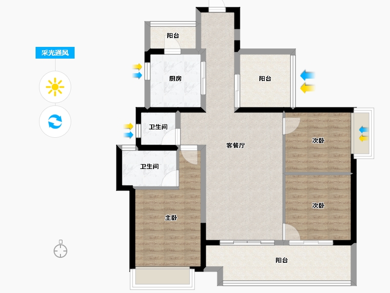 海南省-三亚市-保利碧桂园悦府-97.06-户型库-采光通风