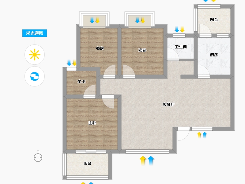 四川省-成都市-汇景新城-78.00-户型库-采光通风