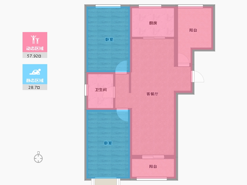 山东省-烟台市-桦林彩雲城-76.80-户型库-动静分区