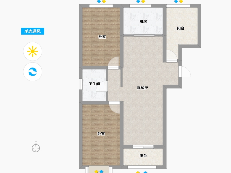 山东省-烟台市-桦林彩雲城-76.80-户型库-采光通风