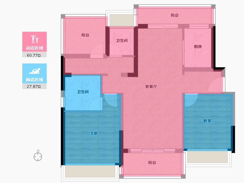 广东省-惠州市-恒泰悦璟府-78.34-户型库-动静分区