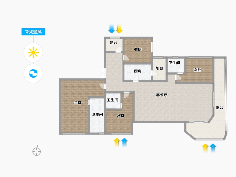 四川省-成都市-麓湖生态城-206.40-户型库-采光通风