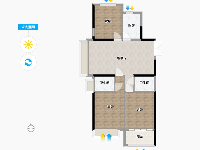 山东省-菏泽市-中央悦府-100.00-户型库-采光通风