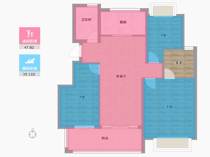 四川省-成都市-桂湖正荣府-80.00-户型库-动静分区