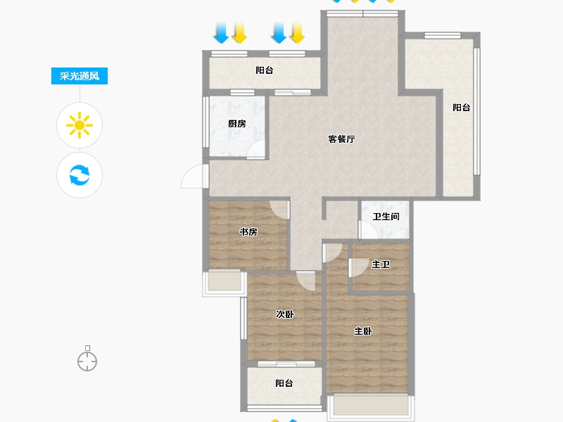 四川省-成都市-汉嘉国际社区-106.82-户型库-采光通风