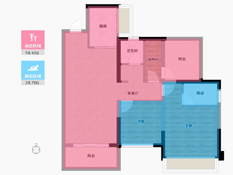 广东省-惠州市-奥园尚雅花园-77.29-户型库-动静分区