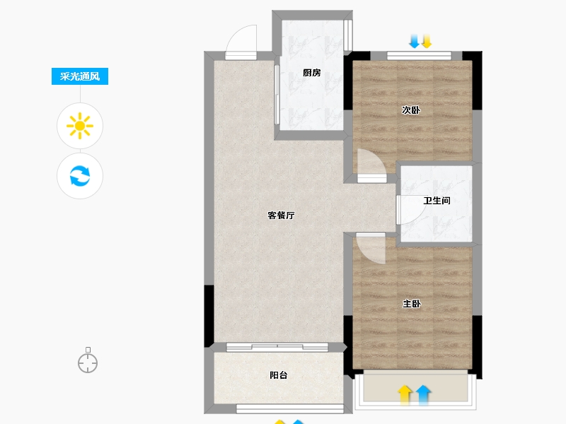 山东省-青岛市-鑫源珺府-60.04-户型库-采光通风