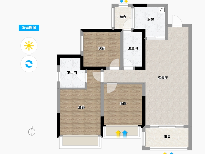 四川省-成都市-领地悦府-84.81-户型库-采光通风