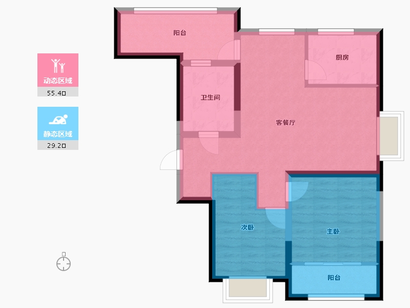 山东省-烟台市-桦林彩雲城-75.20-户型库-动静分区