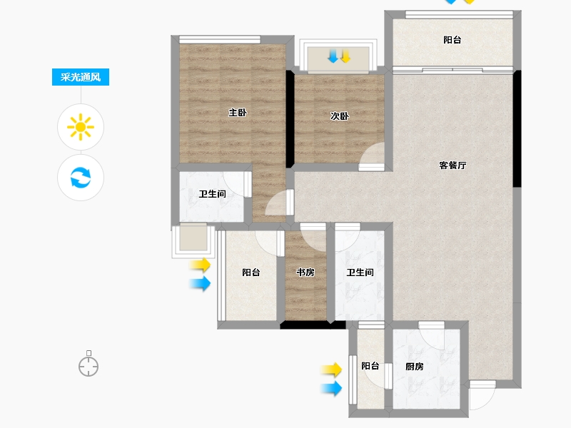 四川省-成都市-唐人街相府花园-86.29-户型库-采光通风