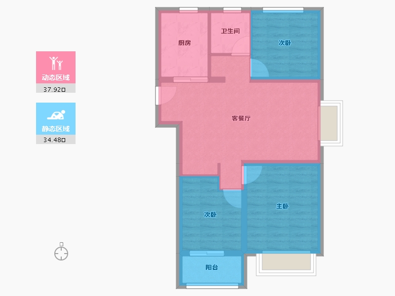 山东省-烟台市-桦林彩雲城-64.36-户型库-动静分区