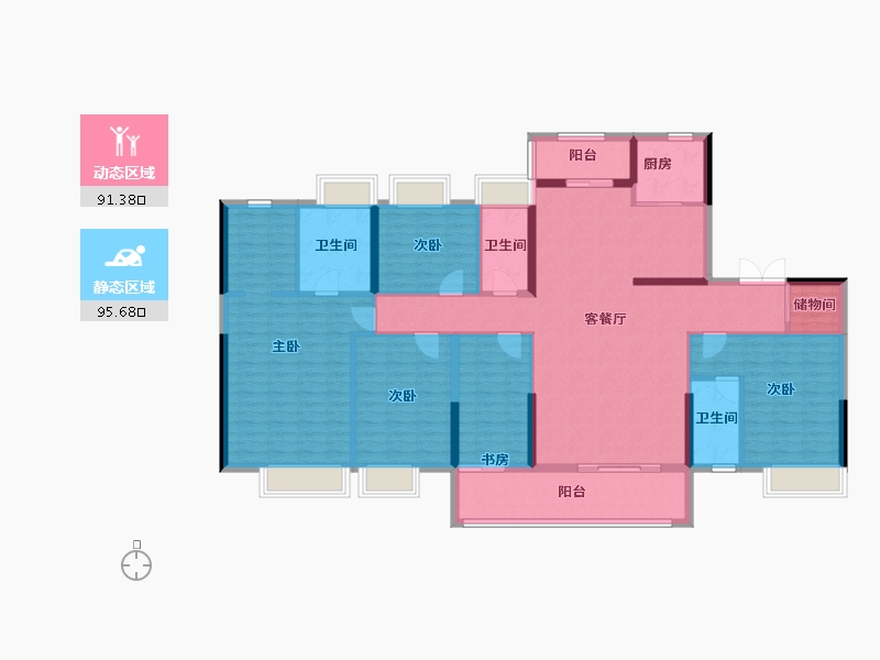 云南省-昆明市-中交碧桂园映象美庐-170.06-户型库-动静分区