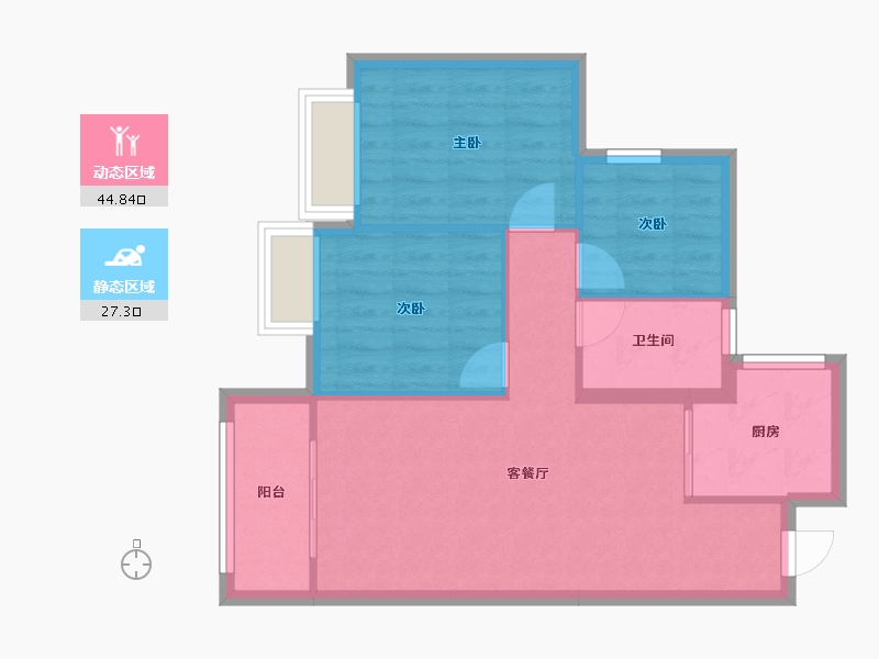 云南省-昆明市-中建金科向山的岛-64.99-户型库-动静分区