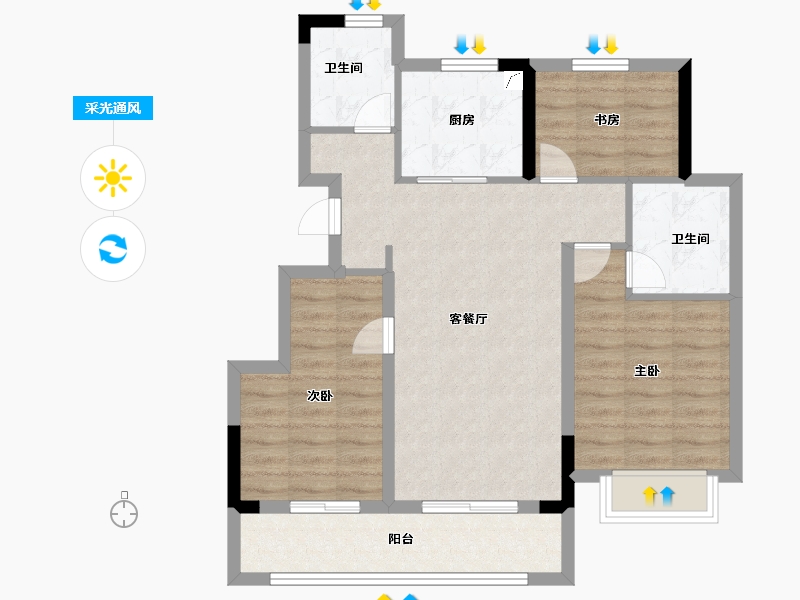 浙江省-金华市-招商华鸿云湖臻品-79.20-户型库-采光通风