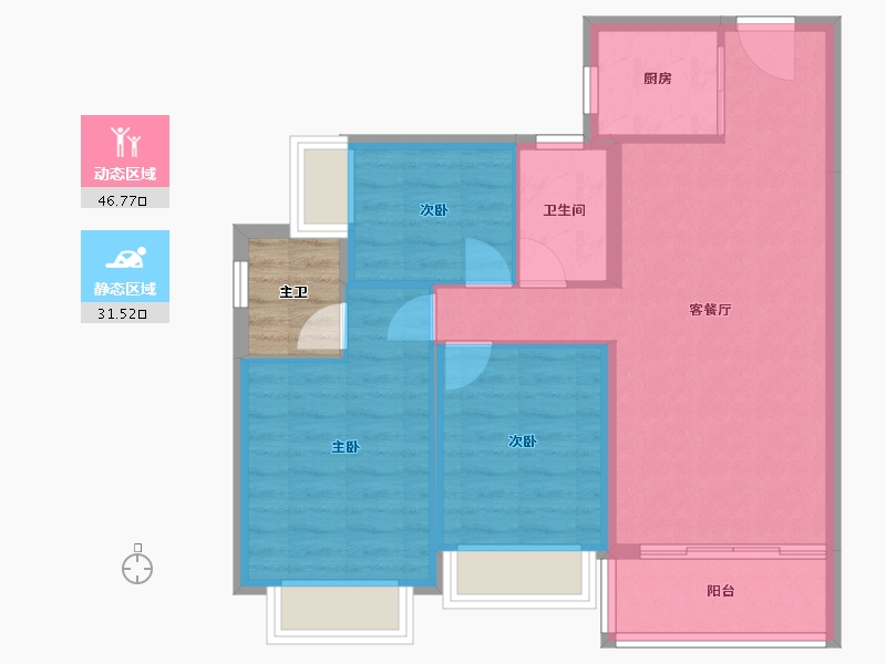 四川省-成都市-桂湖正荣府-73.52-户型库-动静分区