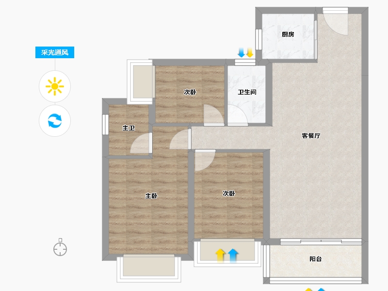 四川省-成都市-桂湖正荣府-73.52-户型库-采光通风