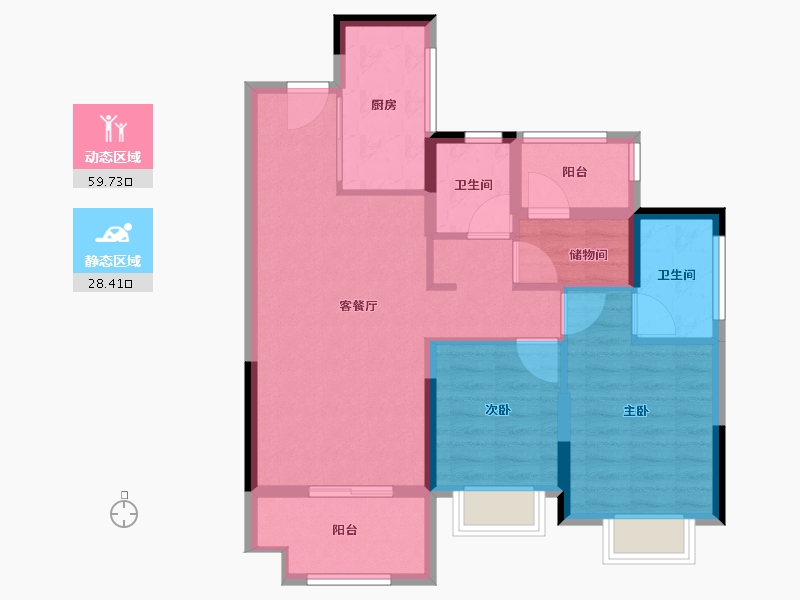 广东省-中山市-雅居乐濠头雅苑-78.40-户型库-动静分区