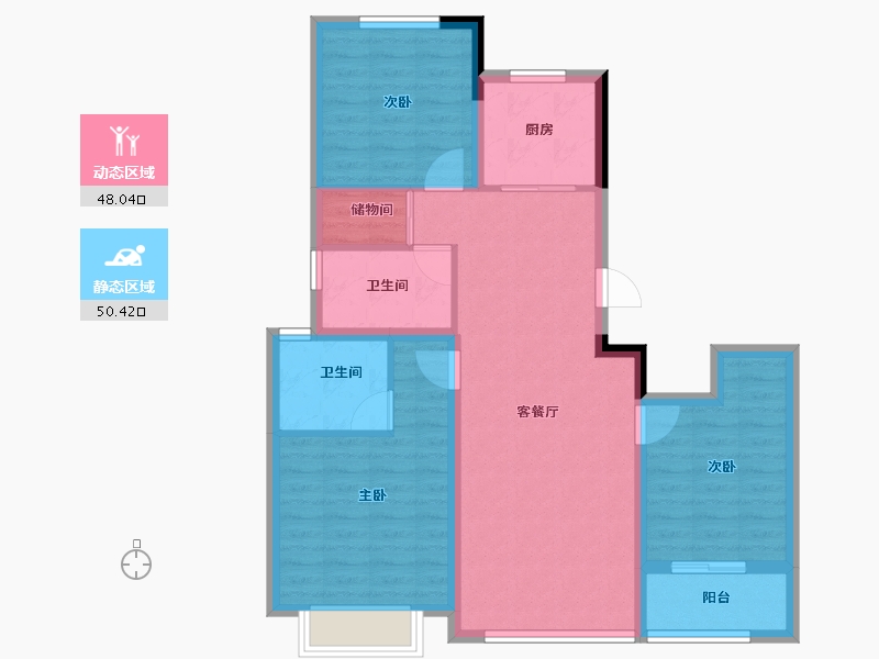 浙江省-金华市-招商华鸿云湖臻品-88.00-户型库-动静分区