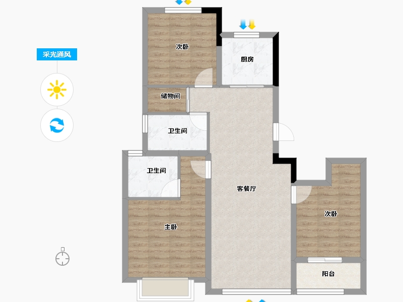 浙江省-金华市-招商华鸿云湖臻品-88.00-户型库-采光通风