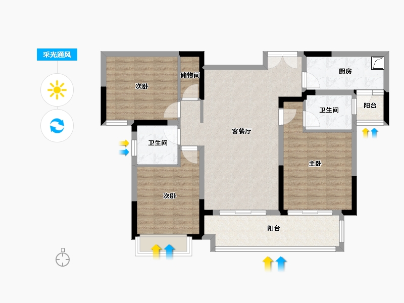 四川省-成都市-河畔府邸-103.11-户型库-采光通风