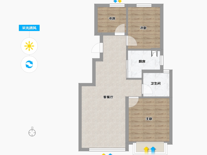 浙江省-金华市-保利堂悦-63.20-户型库-采光通风