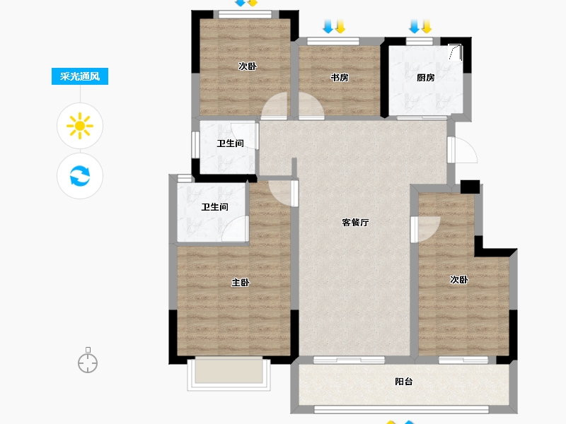 浙江省-金华市-招商华鸿云湖臻品-92.80-户型库-采光通风