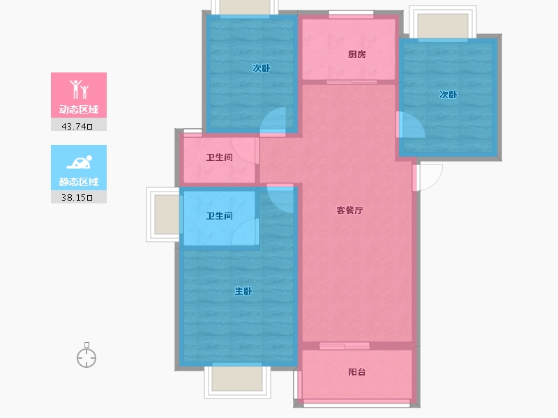 云南省-昆明市-浩创半山云府-72.31-户型库-动静分区