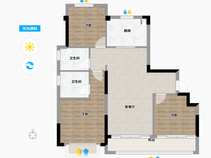 浙江省-金华市-云悦臻境-88.00-户型库-采光通风