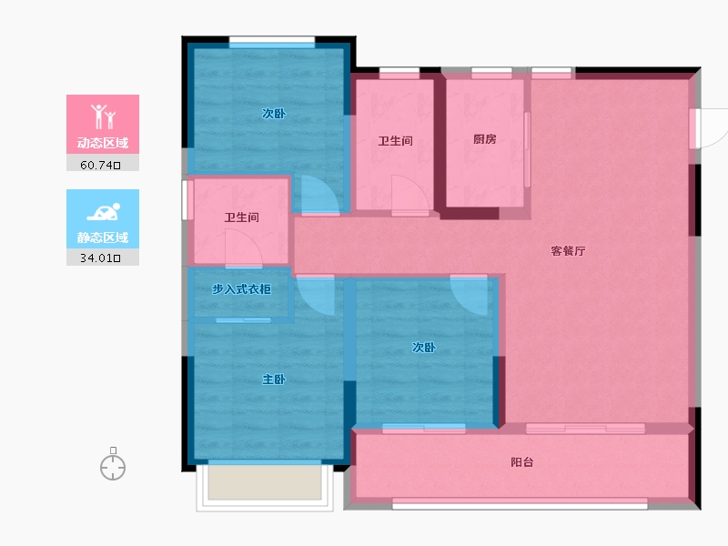 山东省-青岛市-鑫源珺府-84.63-户型库-动静分区