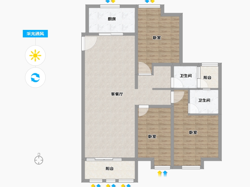 河南省-南阳市-东郡华府-110.20-户型库-采光通风