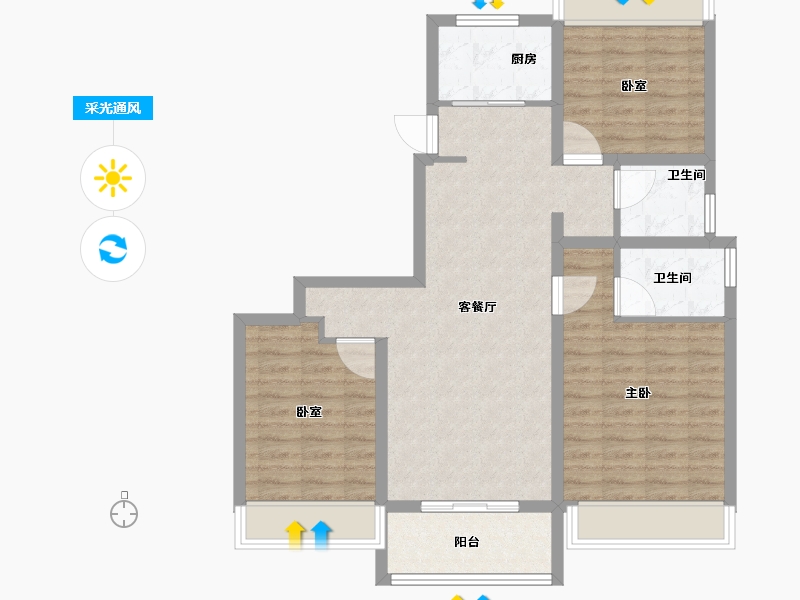 云南省-昆明市-浩创半山云府-87.80-户型库-采光通风