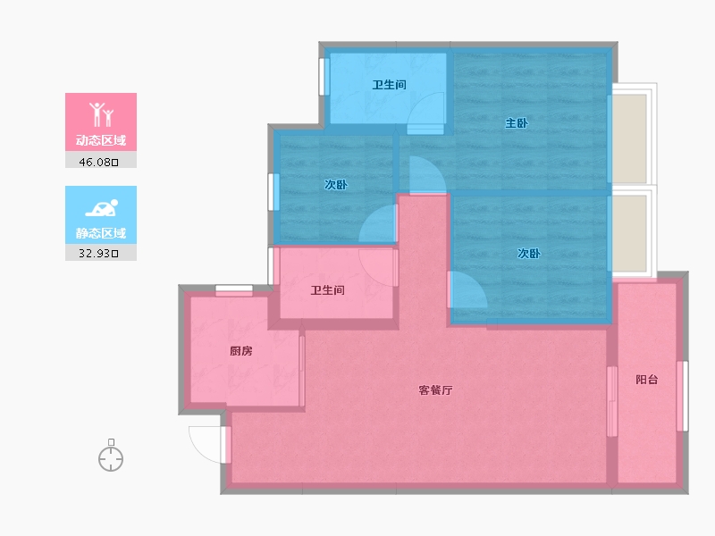 云南省-昆明市-中建金科向山的岛-70.29-户型库-动静分区