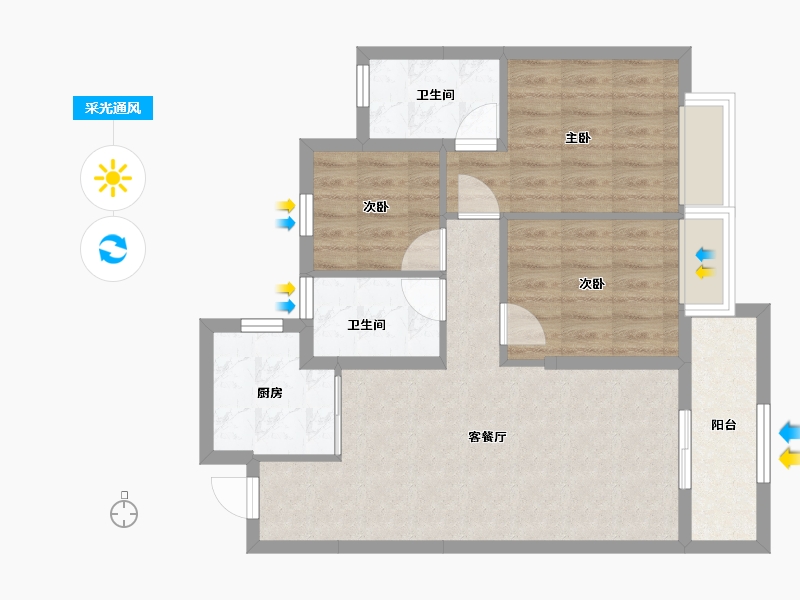 云南省-昆明市-中建金科向山的岛-70.29-户型库-采光通风