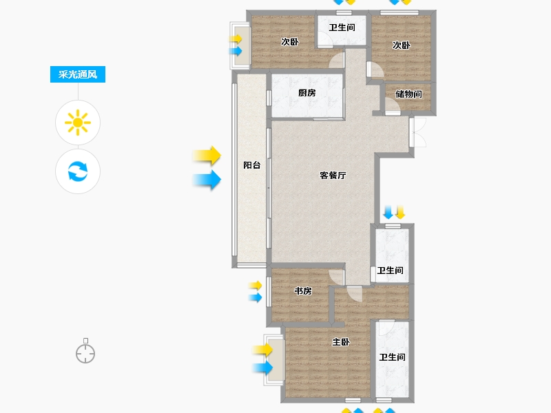 云南省-昆明市-俊发俊尚峰-140.82-户型库-采光通风