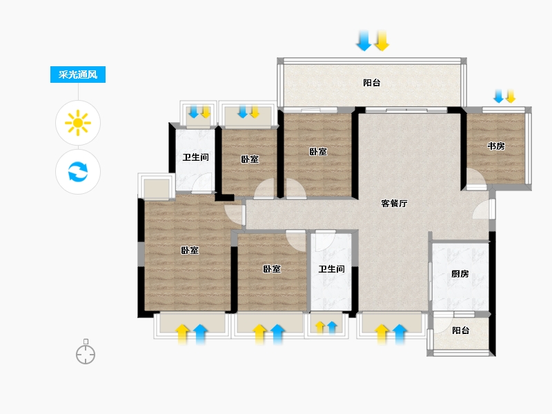 广东省-惠州市-碧桂园城央印象-109.24-户型库-采光通风