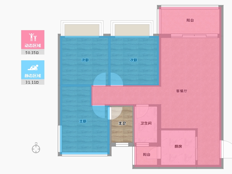 四川省-成都市-格林城市花园二期-76.31-户型库-动静分区