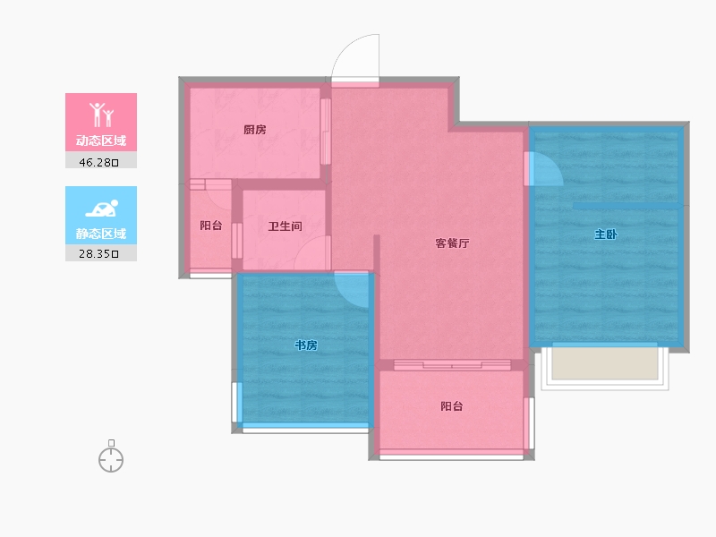 四川省-成都市-格林城市花园二期-66.43-户型库-动静分区