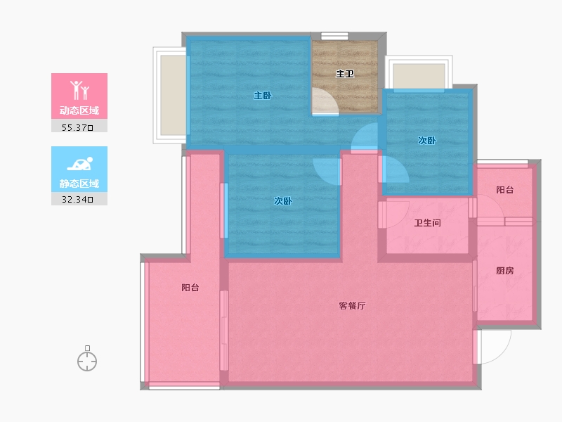 四川省-成都市-汇景新城-81.46-户型库-动静分区