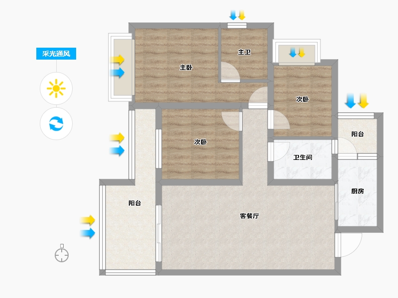 四川省-成都市-汇景新城-81.46-户型库-采光通风